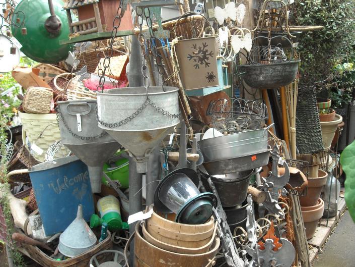 funnels,lamps,buckets,vintage treasures